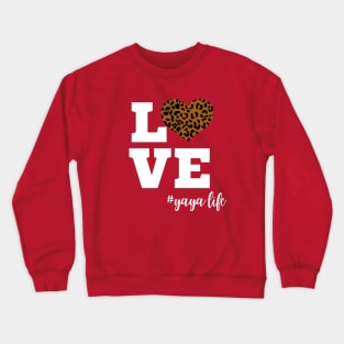 Love Yaya Life Leopard Print Heart Crewneck Sweatshirt